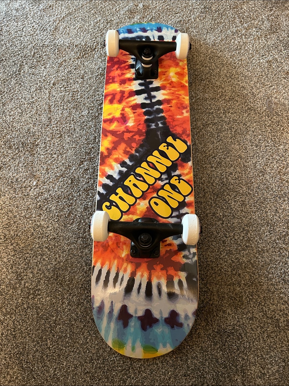 Tie-Dye Skateboard - Orange, Blue & Yellow